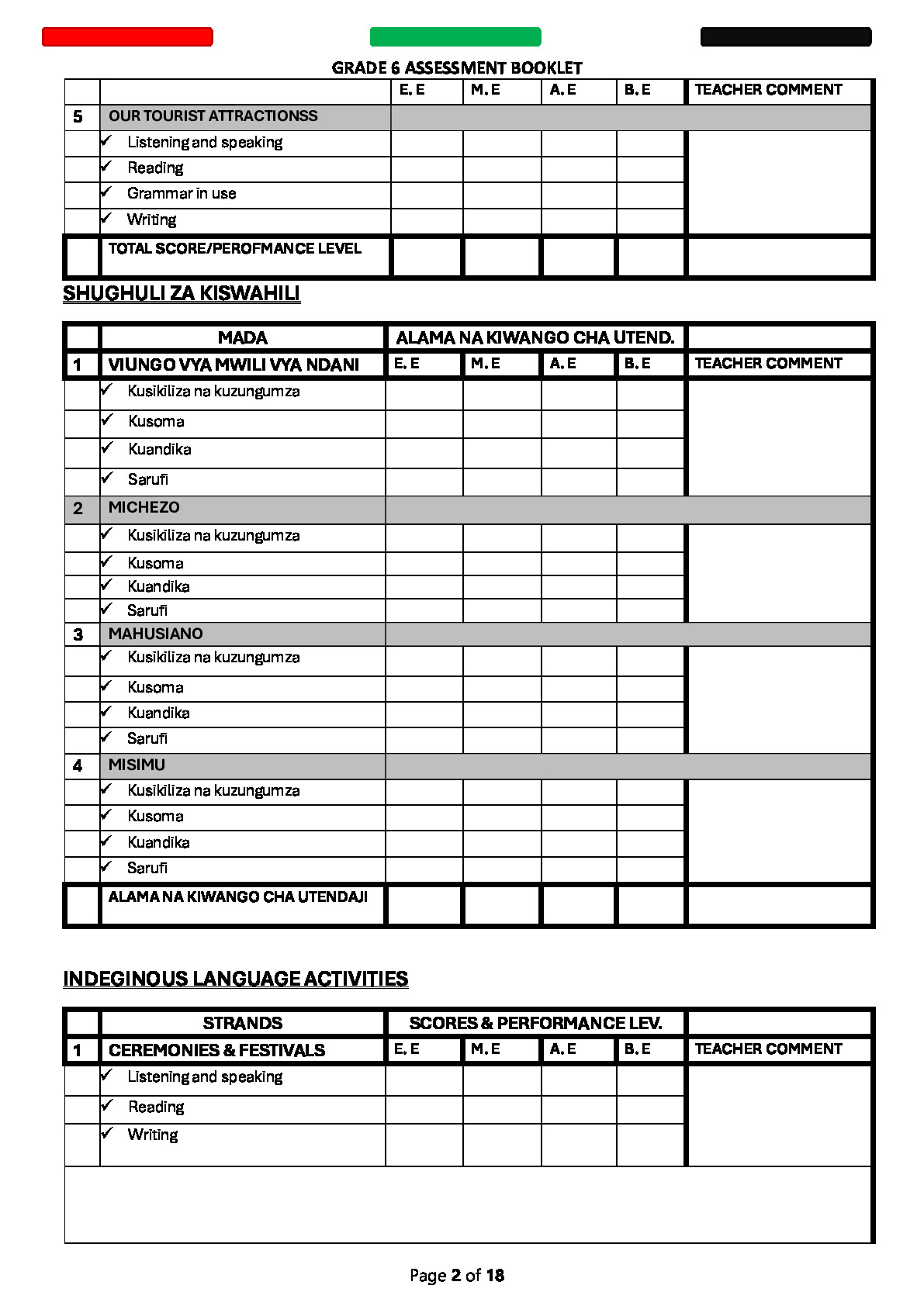 Grade 6 rationalised assessment report book whole year 